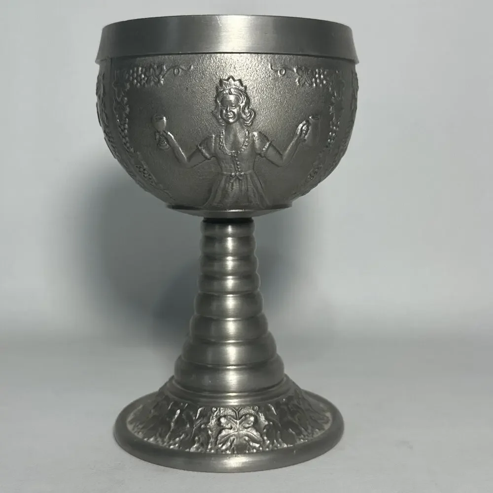 Vintage Rein Zinn Pewter Chalice Wine Goblet “Im Wein ist Wahrheit” 6”